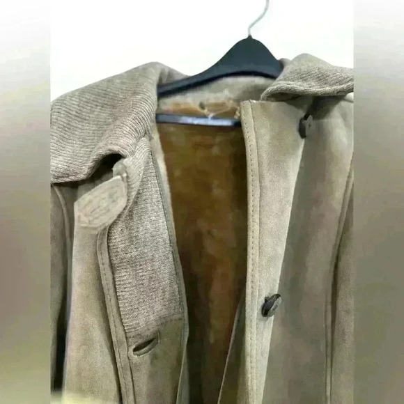 Vintage Morland's of England Long Lambskin & Suede Leather Women's Coat Sz 8 - Picture 5 of 14